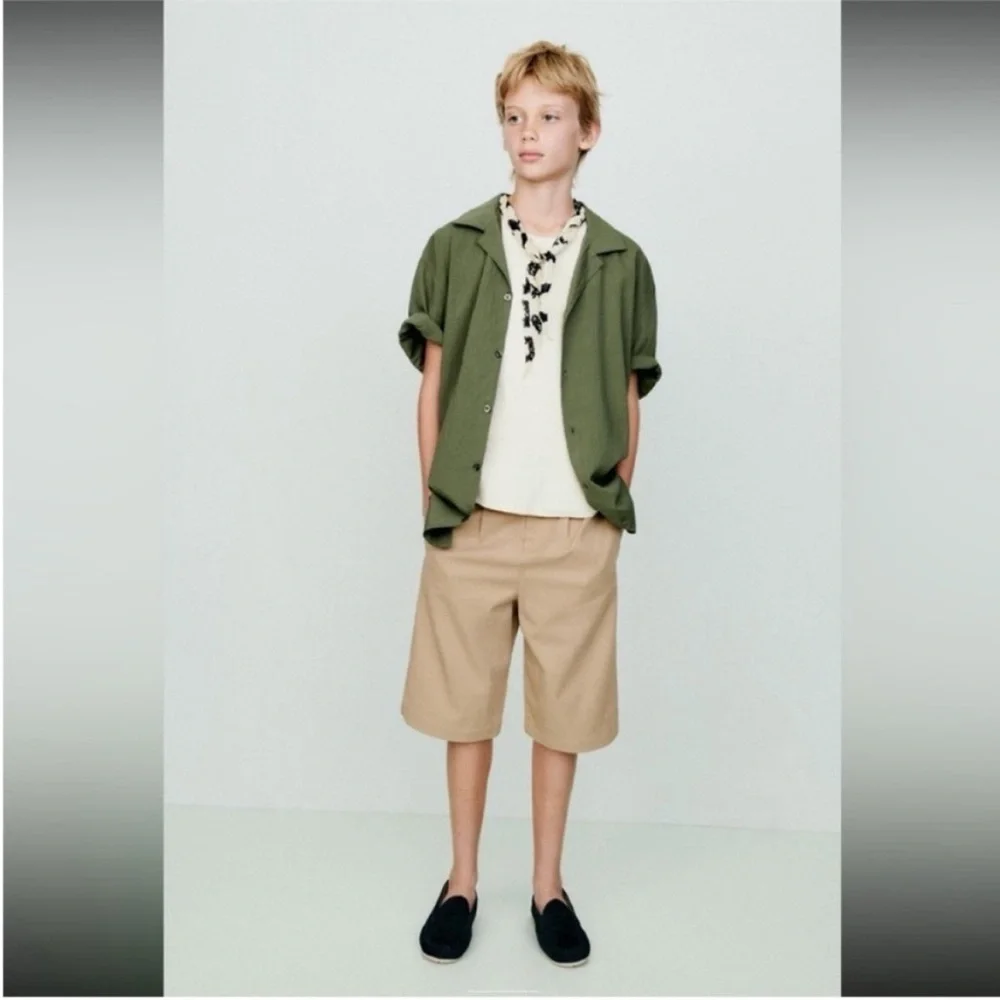 Zara kids, Navy blue, LEATHER LOAFERS